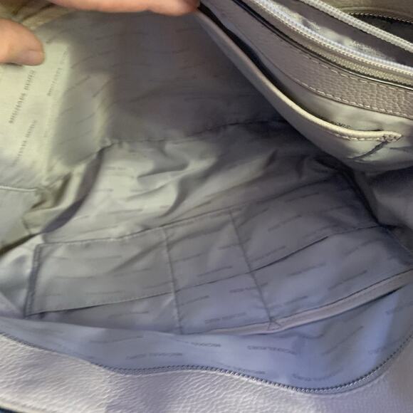 Michael Kors Large Leather Zip Mercer Tote Bag, Silver Hardware, Laptop Sleeve - Picture 10 of 16